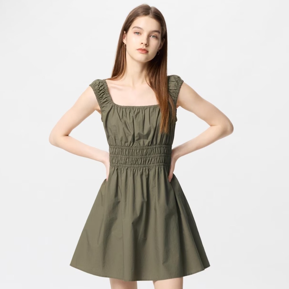Uniqlo Cotton Gathered Mini Dress